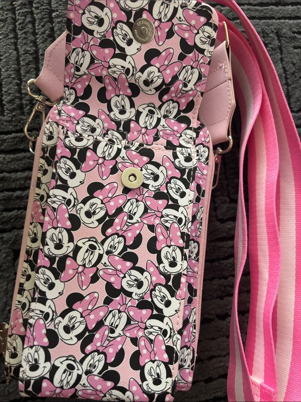 Disney Minnie Mouse Pink Patterned Crossbody Purse - Picture 2 of 7